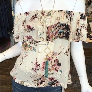 Love Stitch off the shoulder floral top